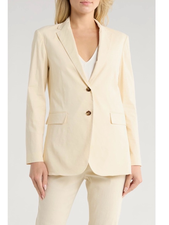 Theory Jackets & Blazers - Theory Two Button Linen Blend Blazer in Light Linen Size 4